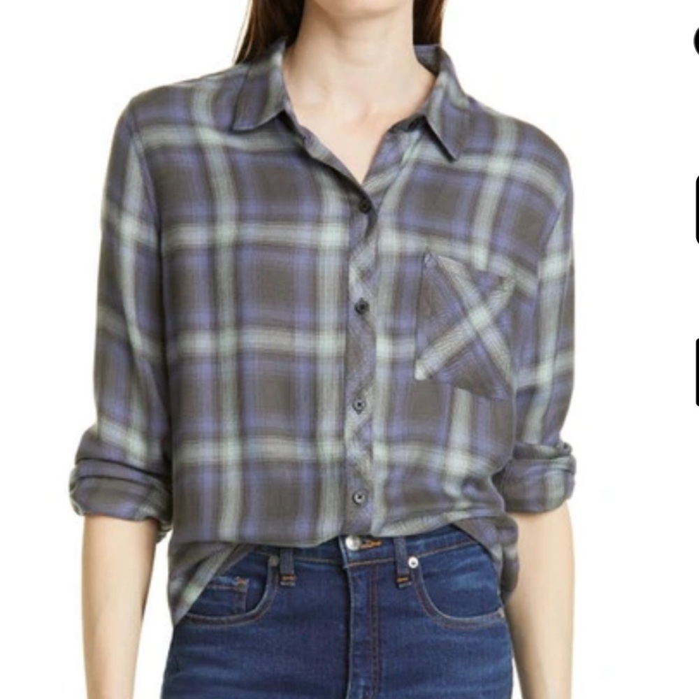 RAILS
Hunter Plaid Button-up Shirt In Mint Ash Blue